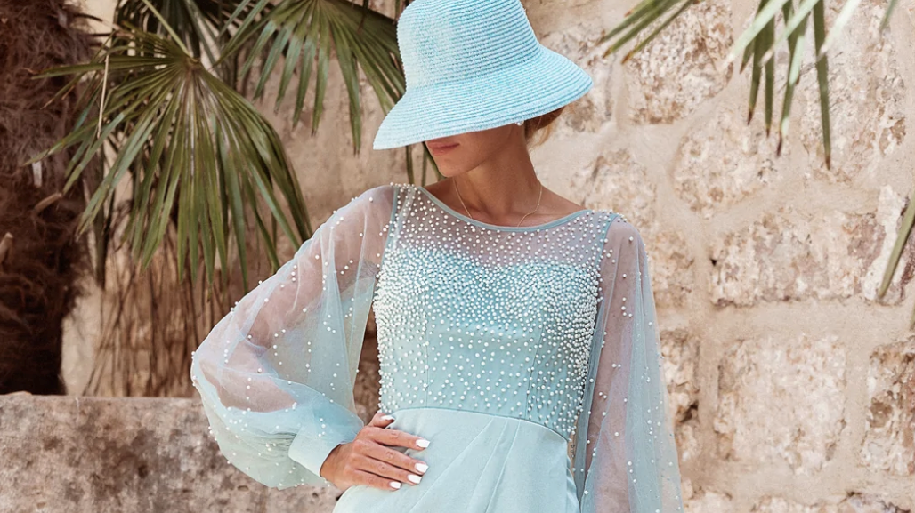 A woman wearing a retail mother of the groom dress in Geelong.