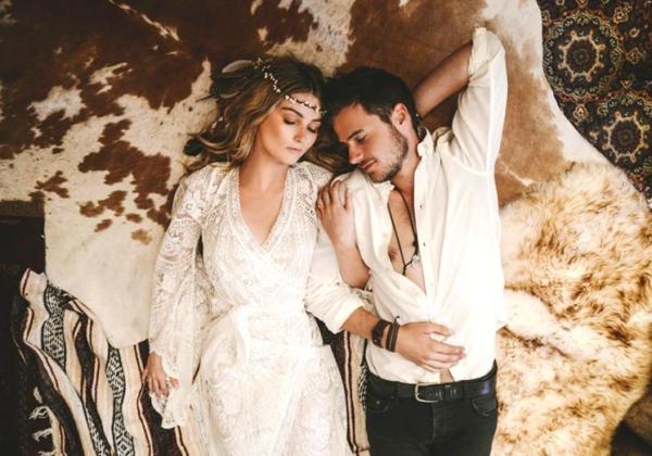 Couture wedding dress features in shoot by Nomad Styling