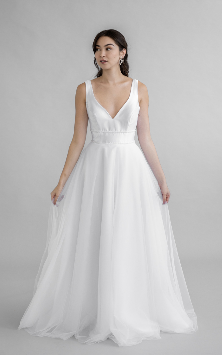 Gemma Deb Gown Pearls Roses Bridal